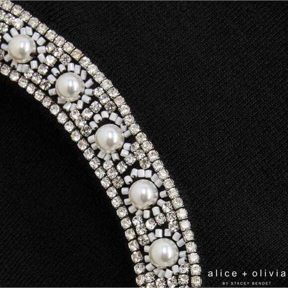 Alice + Olivia **NWT** Amity Crop Wool Blend Embellished Tank in Black - Picture 5 of 12